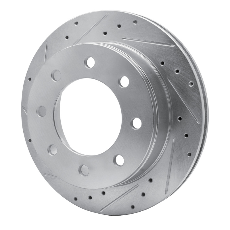 Chevrolet Suburban 2500 Brake Rotor (1) - Rear Left - R1 Concepts - Drilled & Slotted - Silver - `99-`25